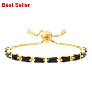 14K Gold Plated Cubic Zirconia Adjustable Tennis Bracelet